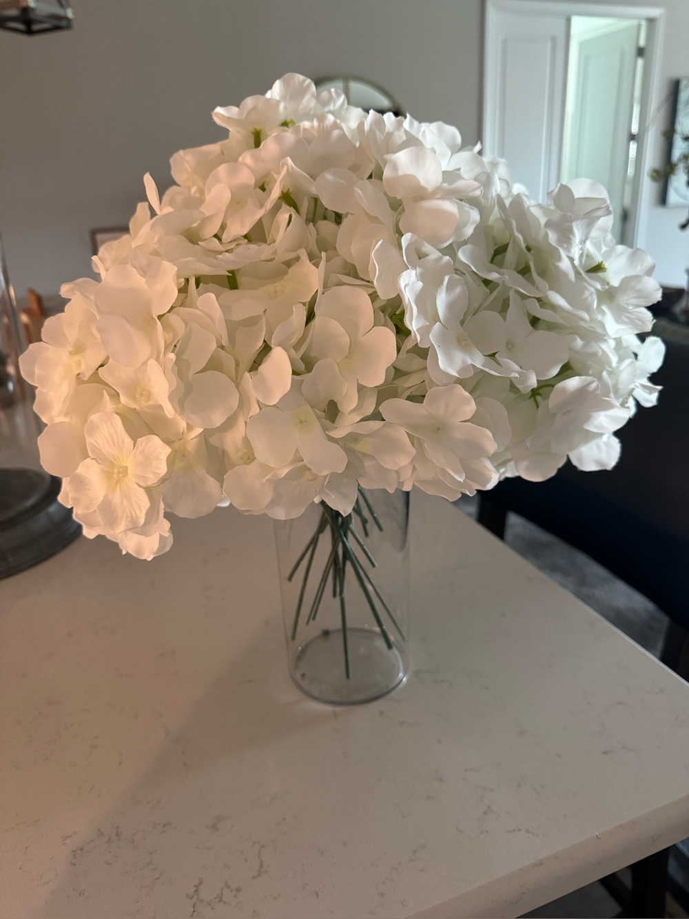 Hydrangea Artificial Flowers - White 20 flowers with stems